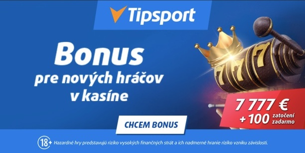 Tipsport bonus 7777 Eur a 100 free spinov