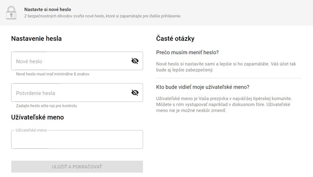 Tipsport registrácia - Prvé prihlásenie