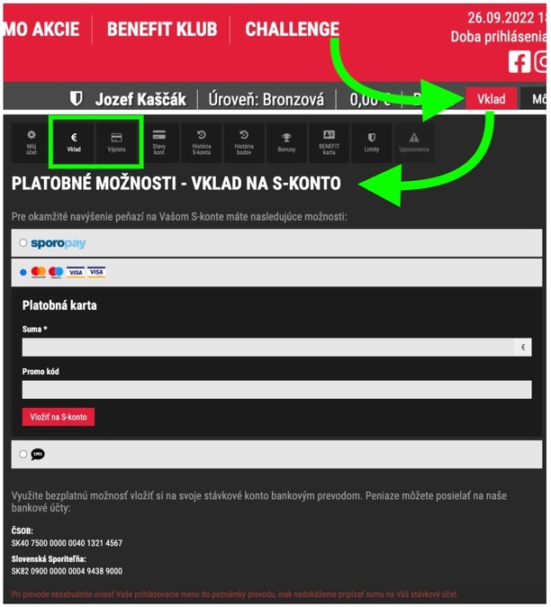 SYNOT TIP platobné metódy