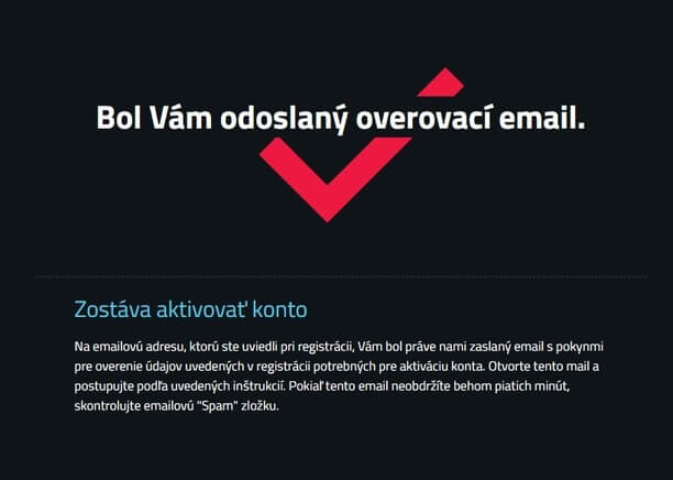 Overovací email Betor