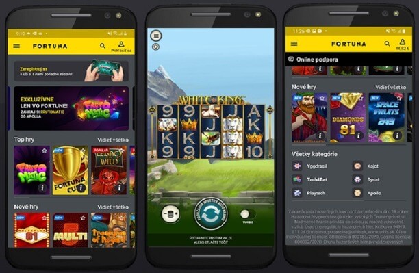 Mobilné casino vo Fortuna appke