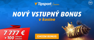 Tipsport bonus 7777 Eur a 100 free spinov