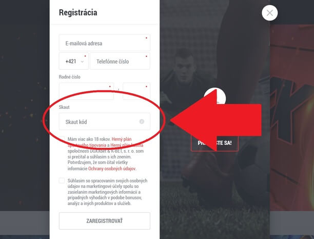 Skaut kód Doxxbet