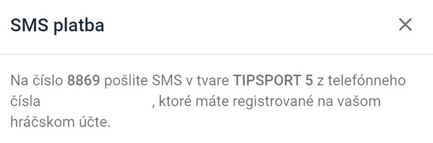 SMS platba v Tipsport SK