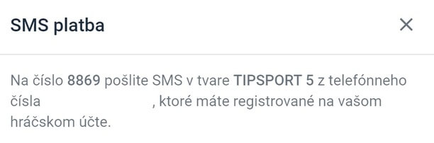 SMS platba v Tipsport SK