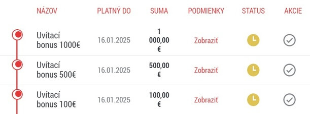 Aktivácia vstupného bonusu v Doxxbet casino SK