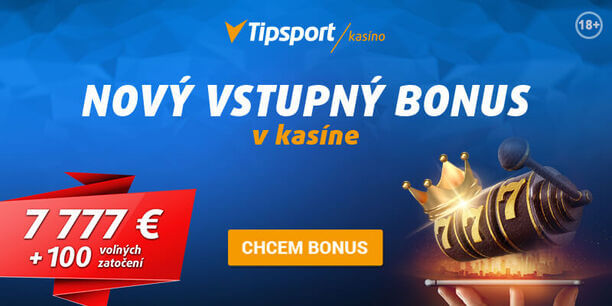 Tipsport vstupný bonus 7 777 Eur + 100 zatočení zadarmo