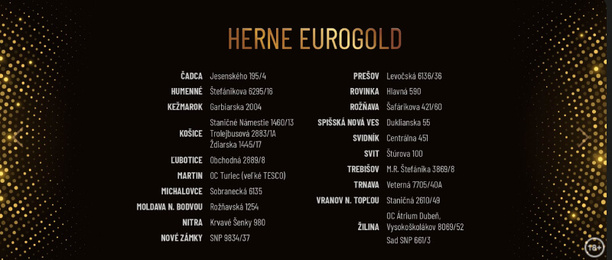 Klikni a zobraz všetky pobočky Eurogold casina