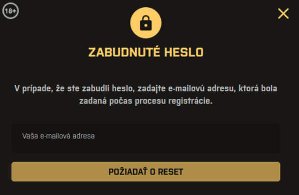 KajotWin online casino - zabudnuté heslo