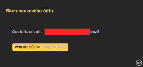 Kajot Win online kasíno - overenie bankového účtu