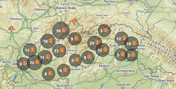 Synottip pobočky (mapa)